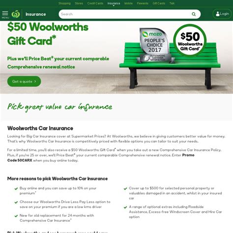 woolworths comprehensive car insurance